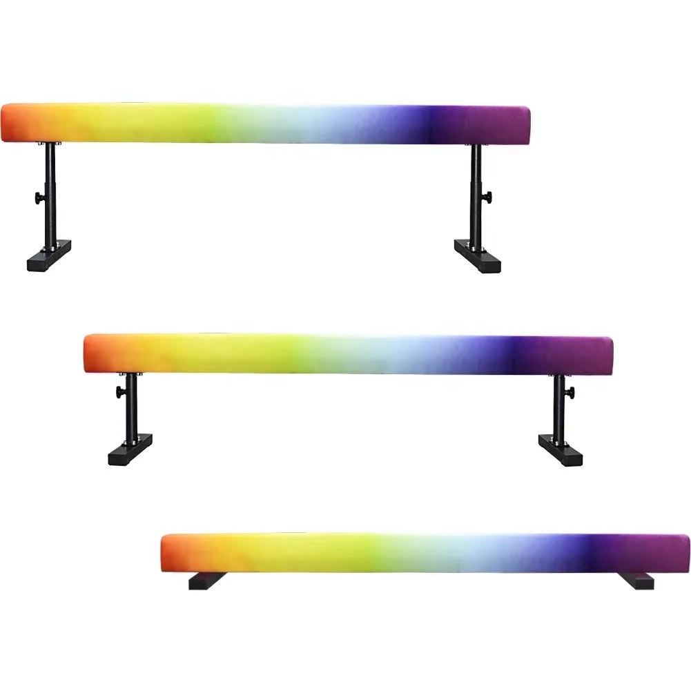 Gymnastics Beam Floor - อุปกรณ์ฝึกซ้อมยิมนาสติกแบบปรับระดับได้ บาร์ทรงตัวพร้อมขาตั้ง บาร์ทรงตัวแบบสูงและต่ำสำหรับฝึกซ้อมในยิม