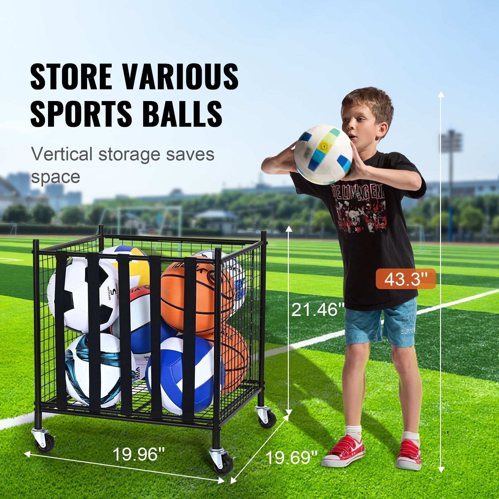 รถเข็นเก็บลูกบอลกีฬาแบบม้วนได้ - Sports Equipment Organizer Garage บทวิจารณ์และราคา