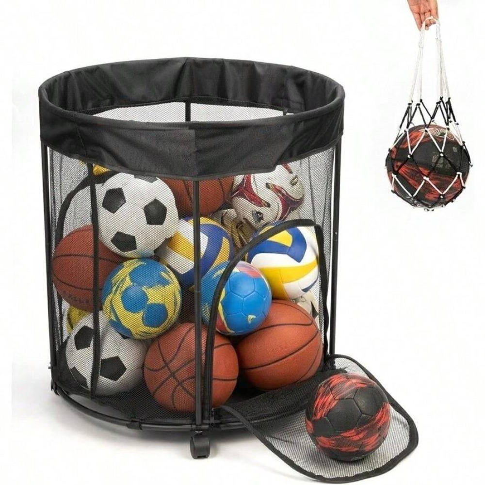 รถเข็นเก็บลูกบอลขนาด 51.36 แกล - Sports Equipment Cart On Wheels บทวิจารณ์และราคา